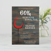 Rustieke rode wijn 60e verjaardag verrassingsfeest kaart (Staand voorkant)