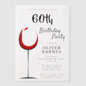 Rustieke rode wijn 60e verjaardagsfeest vellum uitnodigingen (Voorkant)