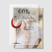 Rustieke rode wijn 60e verjaardagsfeest vellum uitnodigingen (Offset (Koppel))