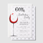 Rustieke rode wijn 60e verjaardagsfeest vellum uitnodigingen (Offset (Uitnodiging))