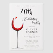 Rustieke rode wijn 70ste verjaardag vellum uitnodigingen (Voorkant)