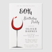 Rustieke rode wijn 80e verjaardagsfeestje vellum uitnodigingen (Voorkant)