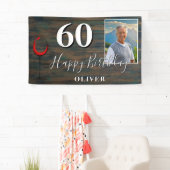 Rustieke rode wijn foto 60e verjaardag partij bann spandoek (Insitu)