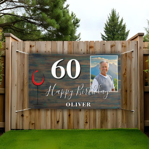 Rustieke rode wijn foto 60e verjaardag partij bann spandoek