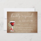 Rustieke rode wijn glas 80ste verjaardag partij RSVP kaartje (Achterkant)