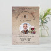 Rustieke Rode Wijn Glas Olijf 50ste Verjaardag Fot Kaart (Staand voorkant)