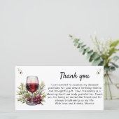 Rustieke rode wijn glas olijven bladeren verjaarda bedankkaart (Staand voorkant)