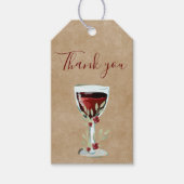 Rustieke Rode Wijn Roos Waterverf Dank u Cadeaulabel (Voorkant)