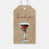 Rustieke Rode Wijn Roos Waterverf Dank u Cadeaulabel (Achterkant)