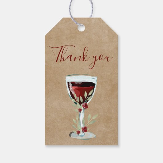 Rustieke Rode Wijn Roos Waterverf Dank u Cadeaulabel (Achterkant)