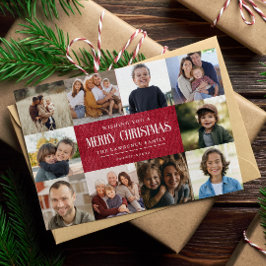 Rustieke Rode Winter Kerstmis 10 Foto's Collage Feestdagenkaart