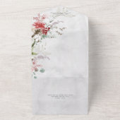 Rustieke rode winterbessen & Boho katoen geen dine All In One Uitnodiging (Buitenkant)