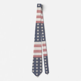 Rustieke rode witte en blauwe  vlag stropdas