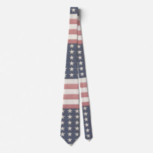 Rustieke rode witte en blauwe  vlag stropdas