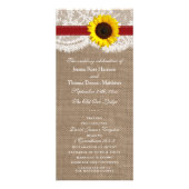 Rustieke Rode Zonnebloem Wedding Programma (Voorkant)