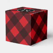Rustieke rode zwarte Buffalo geruite patroonmonogr Bedankdoosjes (Achterkant)