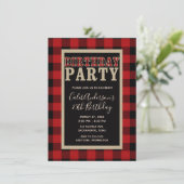Rustieke Rode Zwarte Buffalo Plaid Verjaardagsfees Kaart (Staand voorkant)