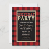Rustieke Rode Zwarte Buffalo Plaid Verjaardagsfees Kaart (Voorkant)