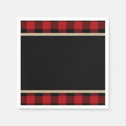Rustieke Rode Zwarte Buffalo Plaid Verjaardagsfees Servetten (Voorkant)