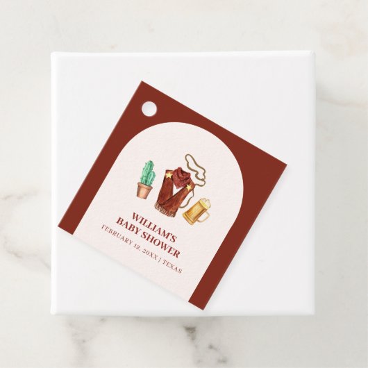 Rustieke Rodeo Cowboy Cactus Bierboog Baby shower Bedankjes Labels (In situ)