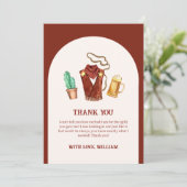 Rustieke Rodeo Cowboy Cactus Bierboog Baby shower Bedankkaart (Staand voorkant)