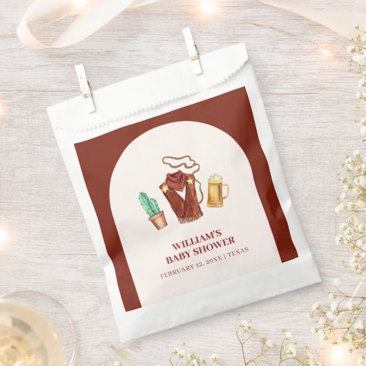 Rustieke Rodeo Cowboy Cactus Bierboog Baby shower Bedankzakje (Geknipt)