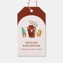Rustieke Rodeo Cowboy Cactus Bierboog Baby shower Cadeaulabel
