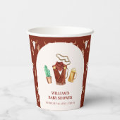 Rustieke Rodeo Cowboy Cactus Bierboog Baby shower Papieren Bekers (Achterkant)