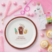 Rustieke Rodeo Cowboy Cactus Bierboog Baby shower Papieren Bordje (Feest)