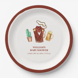 Rustieke Rodeo Cowboy Cactus Bierboog Baby shower Papieren Bordje