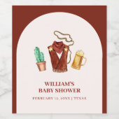 Rustieke Rodeo Cowboy Cactus Bierboog Baby shower Wijn Etiket (Enkel label)