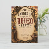 Rustieke Rodeo Feest Kaart (Staand voorkant)