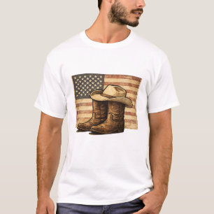 Rustieke Rodeo Patriottische Westerse Americana T-shirt