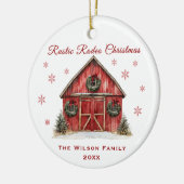 Rustieke Rodeo Red Barn Kerstmis Keramisch Ornament (Links)