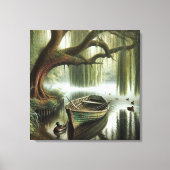 Rustieke roeiboot onder een wilgenboom canvas afdruk (Voorkant)
