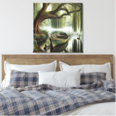 Rustieke roeiboot onder een wilgenboom canvas afdruk (Insitu (Slaapkamer))