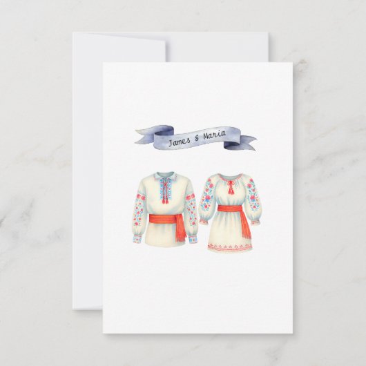 Rustieke Roemeense bruiloft traditionele folk kost Bedankkaart (Achterkant)