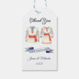 Rustieke Roemeense bruiloft traditionele folk kost Cadeaulabel