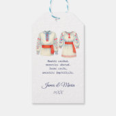 Rustieke Roemeense bruiloft traditionele folk kost Cadeaulabel (Achterkant)