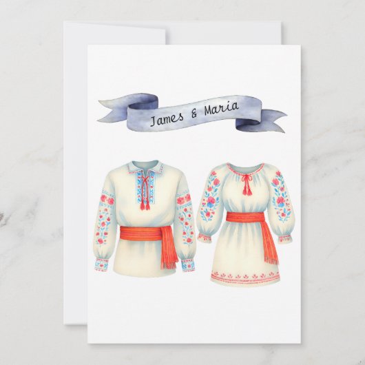 Rustieke Roemeense bruiloft traditionele folk kost Kaart (Achterkant)