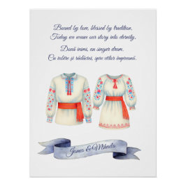 Rustieke Roemeense bruiloft traditionele folk kost Perfect Poster
