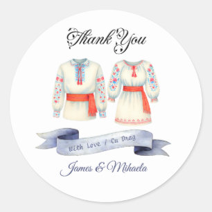 Rustieke Roemeense bruiloft traditionele folk kost Ronde Sticker