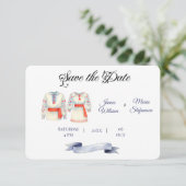 Rustieke Roemeense bruiloft traditionele folk kost Save The Date (Staand voorkant)