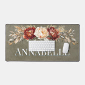 Rustieke Roest & Cream Bloemen Salie Groen Bureaumat (Keyboard & Muis)