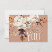Rustieke Roest Cream & Bruine Herfst Bloemen Bruil Bedankkaart (Voorkant)