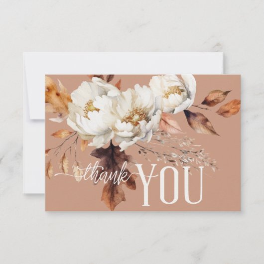 Rustieke Roest Cream & Bruine Herfst Bloemen Bruil Bedankkaart (Voorkant)