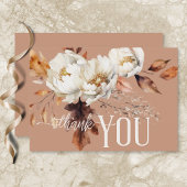 Rustieke Roest Cream & Bruine Herfst Bloemen Bruil Bedankkaart