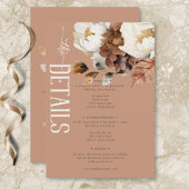 Rustieke Roest Cream & Bruine Herfst Bloemen Detai Informatiekaartje