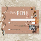 Rustieke Roest Cream & Bruine Herfst Bloemen QR Co RSVP Kaartje