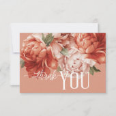 rustieke roest & perzik pioenrozen bruiloft bedankkaart (Voorkant)